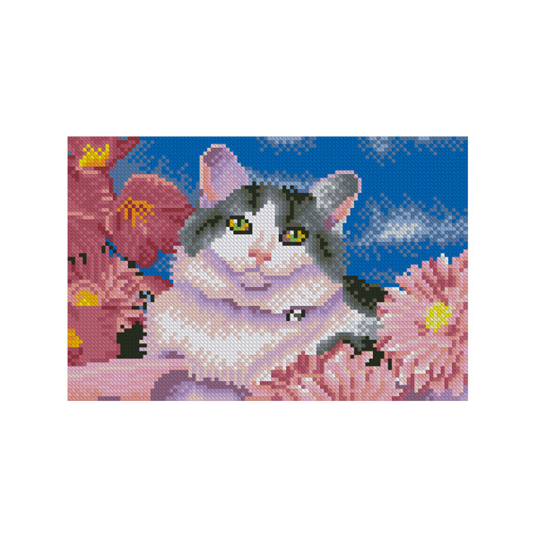 Алмазная мозаика 22*32 с подр Рыжий кот AS22065 Котик в розовых цветах (полн заполн)