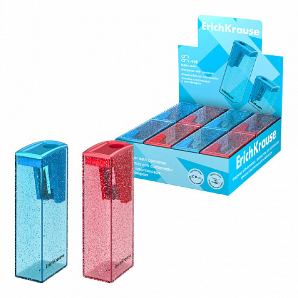 Точилка пластик 1 отв.ERICH KRAUSE City Bubble Gum, 61276 16шт/уп
