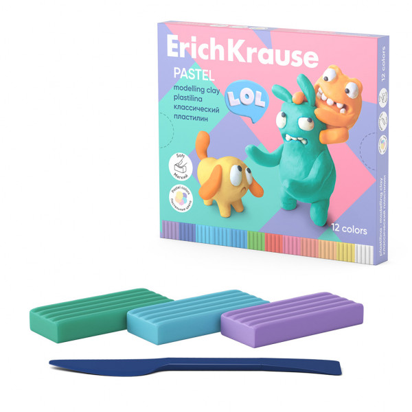 Пластилин 12цв 216гр ERICH KRAUSE 61352 Jolly Friends Pastel