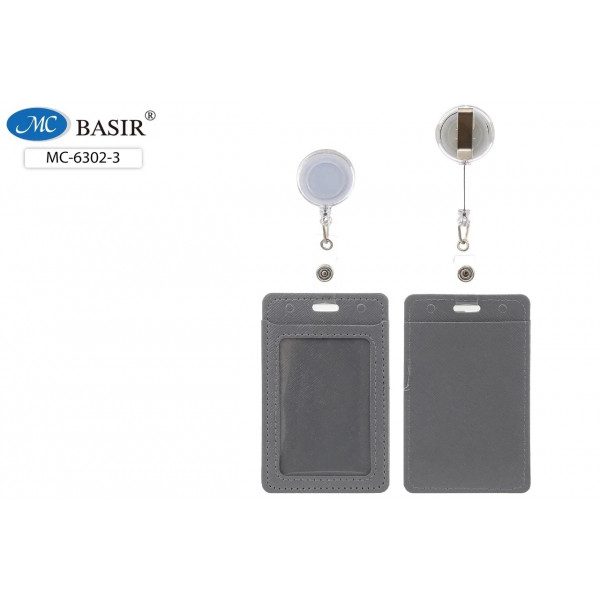 Бейдж для пропусков вертик BASIR МС-6302-3 серый
