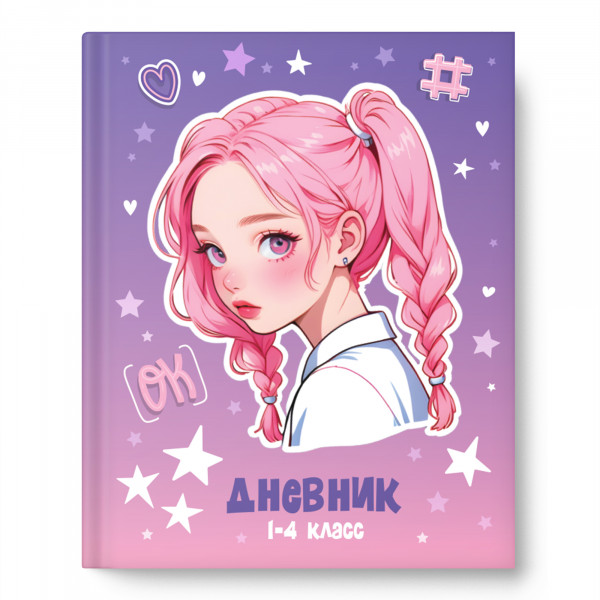 Дневник твердая обл 1-4кл 48л Академия 15448 Розовые косички