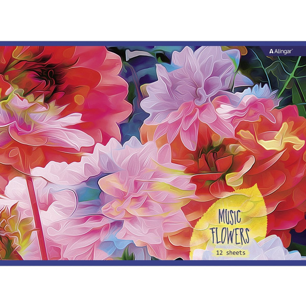 Альбом для рисования 12л ALINGAR AL-10205 Music flowers