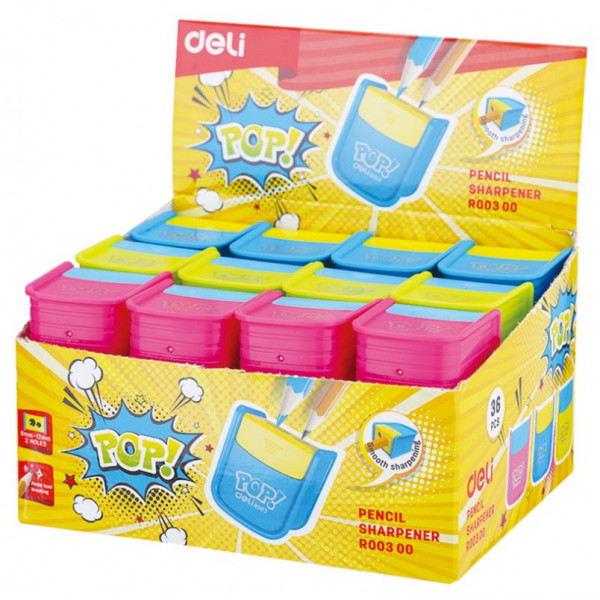 Точилка 2отв пласт DELI ER00300 Pop