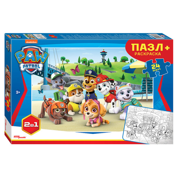 Макси-пазлы 24 STEP PUZZLE 66007 Щенячий патруль+раскраска