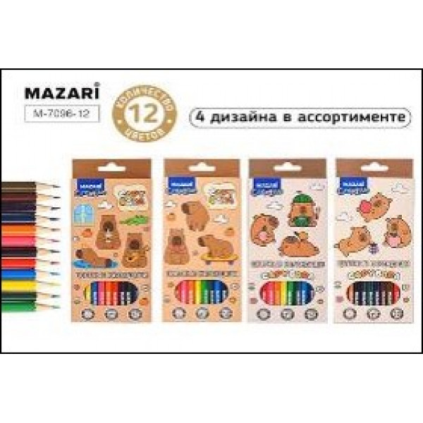 Карандаши 12цв MAZARI М-7096-12 Капибара