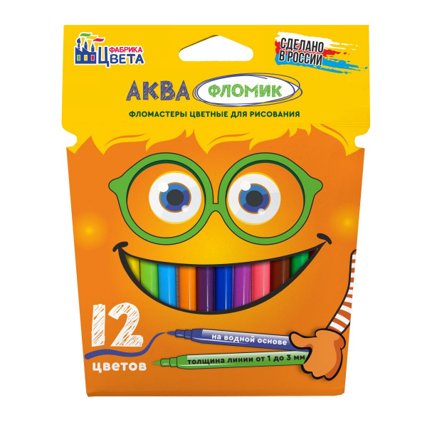 Фломастеры 12цв РДК ФК-12/2 Аквафломик картонная упаковка