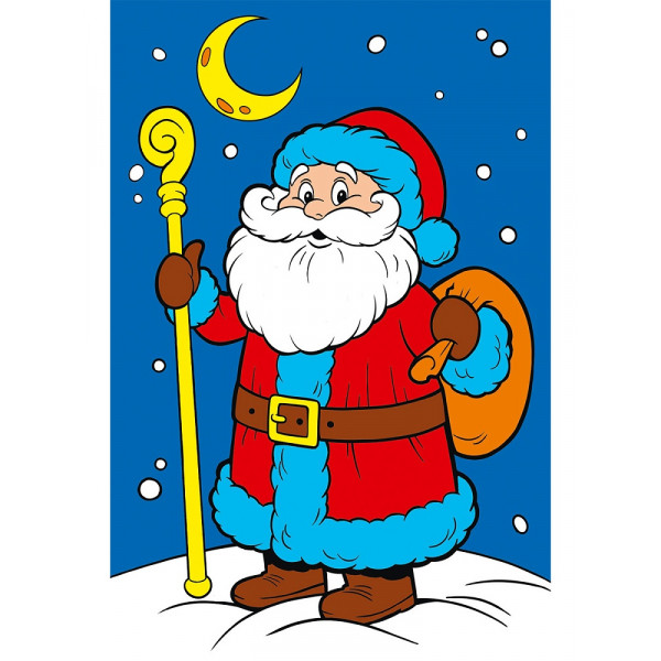 Холст по номерам 10*15 Рыжий кот ХК-3770 Дед Мороз с мешком подарков