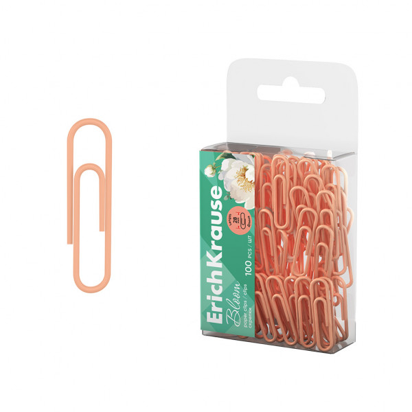 Скрепки 28мм ERICH KRAUSE Pastel Bloom 62045 Peach 100шт виниловые
