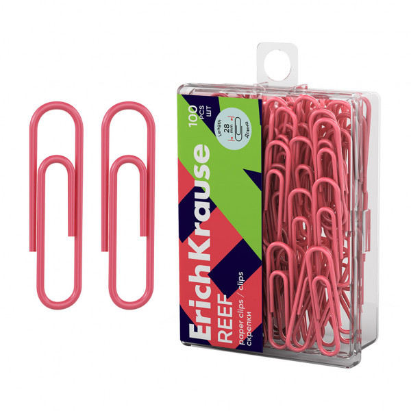 Скрепки 28мм ERICH KRAUSE 63678 Reef коралловый виниловые