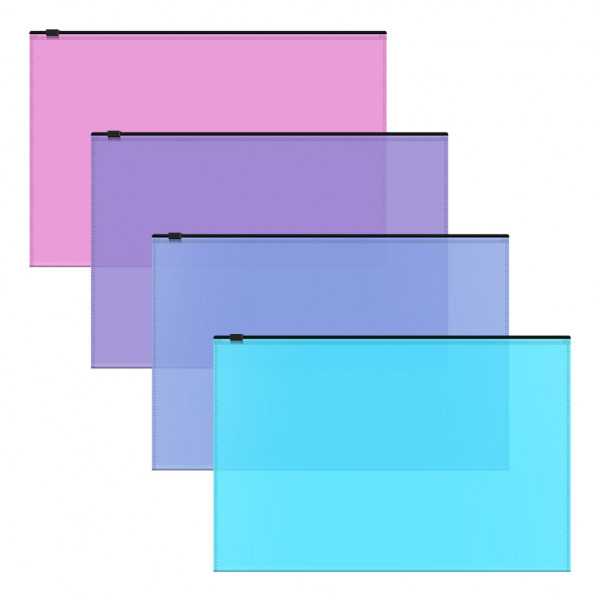 Папка на молнии А5 140мкм ERICH KRAUSE Fizzy Vivid 47072 полупрозрачная ассорти