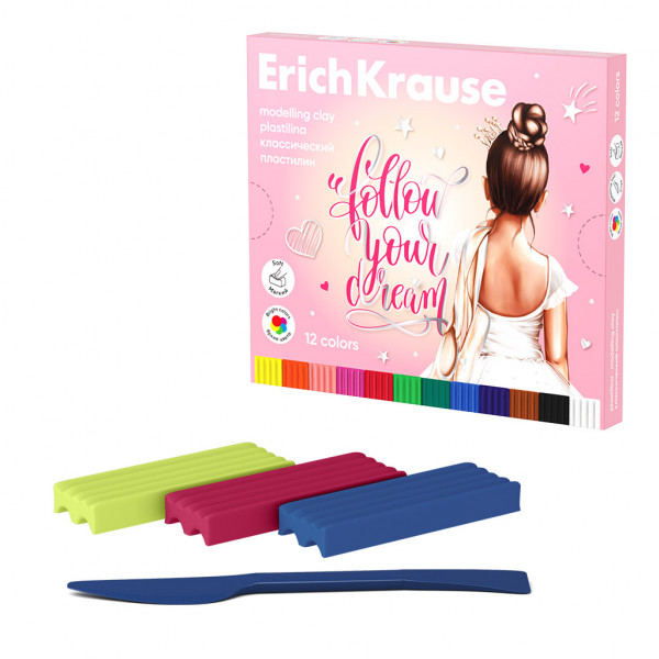 Пластилин 12цв 180гр ERICH KRAUSE 61776 Классический Pointes