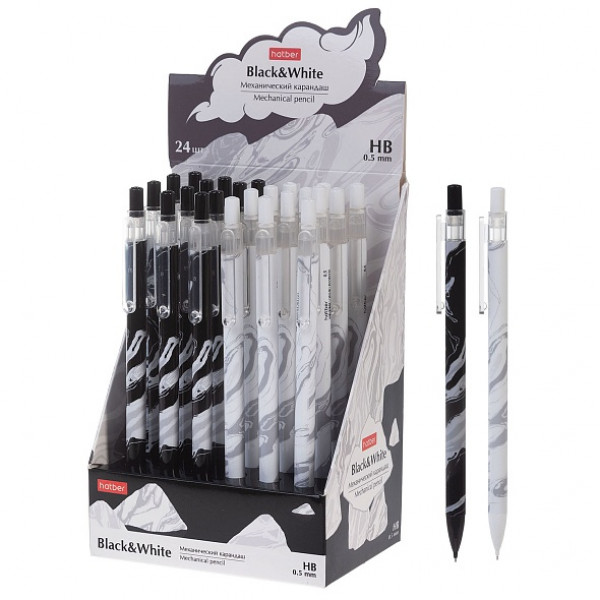 Карандаш механический 0,5 HATBER MP_090439 Black&White