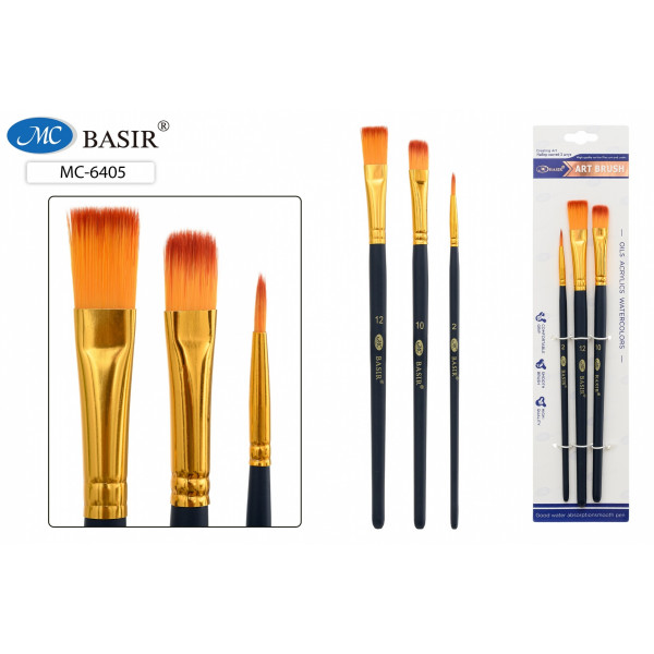 Набор кистей 3шт Нейлон BASIR МС-6405