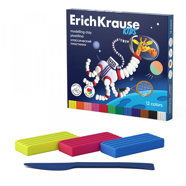 Пластилин 12цв 216гр ERICH KRAUSE 61332 Звери в космосе