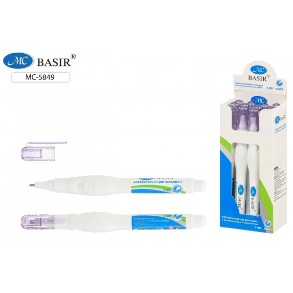 Корректирующая ручка 7мл метал након BASIR МС-5849 12шт/уп