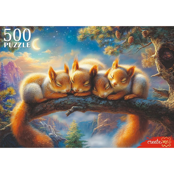 Пазлы 500 Рыжий кот Ф500-5088 Спящие белки