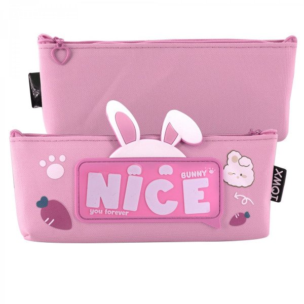Пенал-косметичка ALINGAR AL-11360/1 90х210 мм, "Bunny nice you forever", розовый, ПВХ, молния