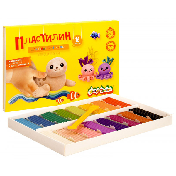 Пластилин 16цв 240гр Каляка-Маляка  ДЛЯ ЮНЫХ ФАНТАЗЁРОВ ПКМ16-ПК