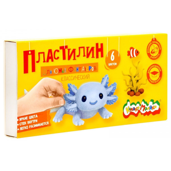 Пластилин 6цв 90гр Каляка-Маляка  ДЛЯ ЮНЫХ ФАНТАЗЁРОВ ПКМ06-ПК