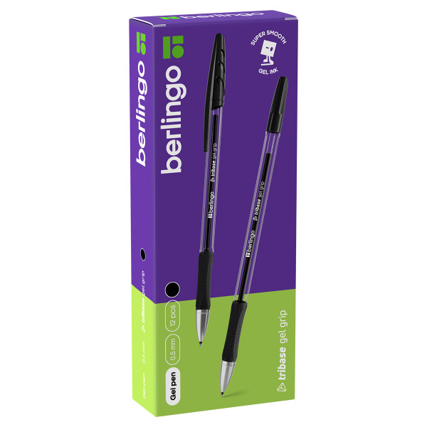 Ручка гелевая 0.5 Berlingo CGp_05022 Tribase Gel grip черная 12шт/уп