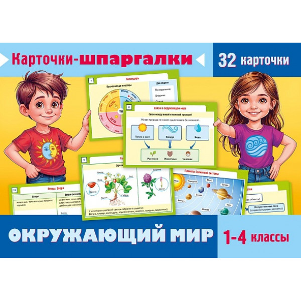 Игра для детей обуч.32 карточки-шпаргалки.HATBER Ио5_31317 Окружающий мир 1-4 кл