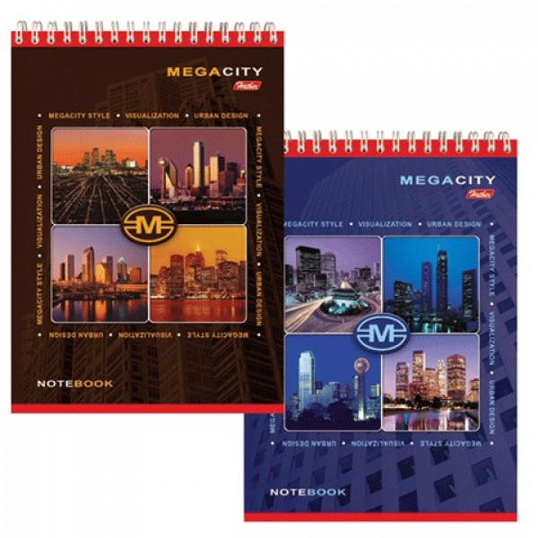 Блокнот А5 80л спир HATBER 80Б5В1гр Megacity