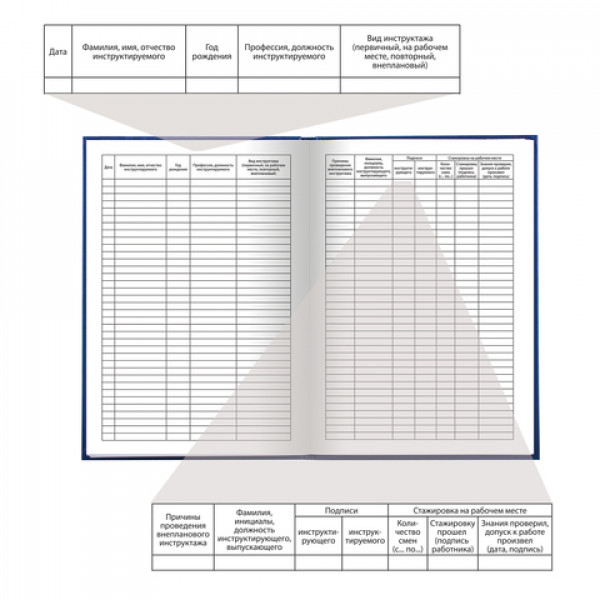 Журнал регистрации инструктажа на рабочем месте, 96 л., бумвинил, блок офсет, А4 (200х290 мм), BRAUBERG, 130188