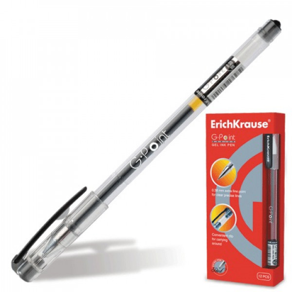 Ручка гелевая ERICH KRAUSE G-POINT 17628 0.38 прозр корп черная
