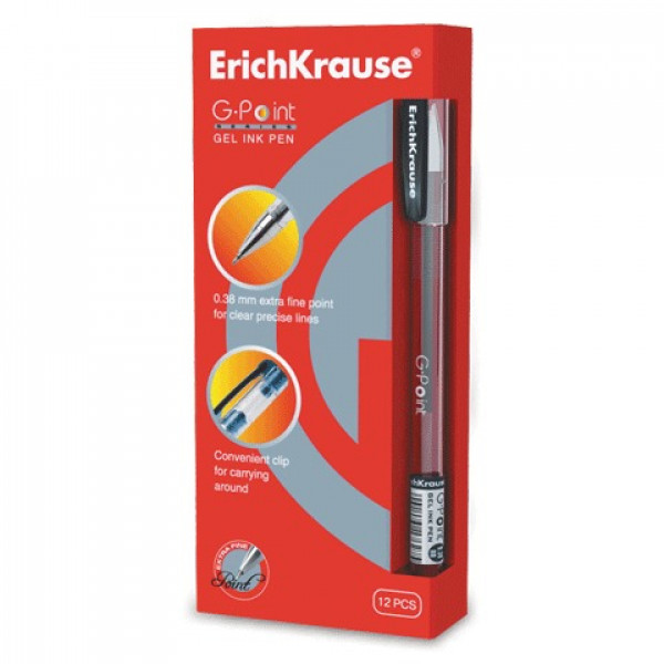 Ручка гелевая ERICH KRAUSE G-POINT 17628 0.38 прозр корп черная