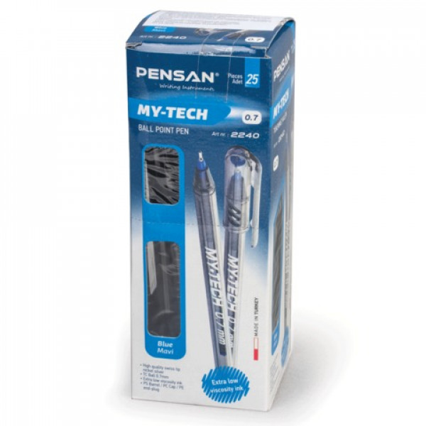 Ручка шар масл PENSAN  MY-TECH, корпус прозрачный, толщина письма 0,7 мм, синяя, 2240