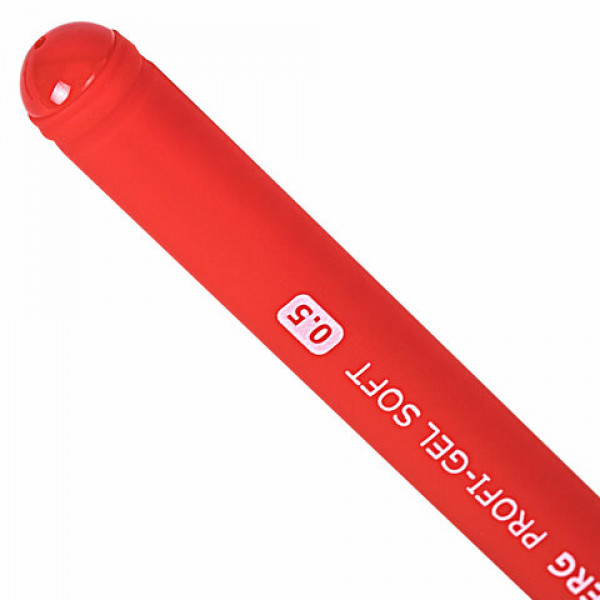 Ручка гелевая BRAUBERG Profi-Gel SOFT, КРАСНАЯ, линия письма 0,4 мм, стандартный наконечник 0,5 мм, прорезиненный корпус SOFT-TOUCH, 144131