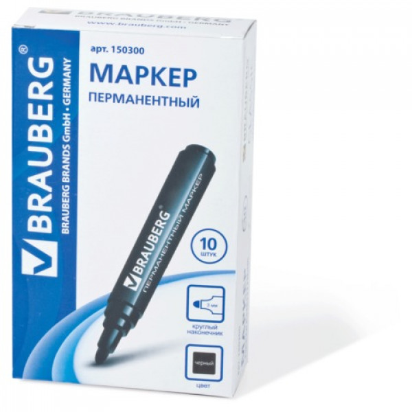 Маркер перманентный BRAUBERG 3мм кругл Classic STF3000 150300