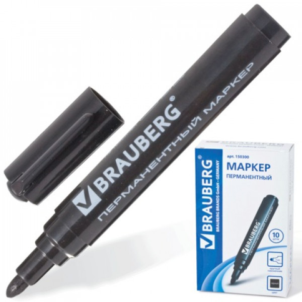 Маркер перманентный BRAUBERG 3мм кругл Classic STF3000 150300