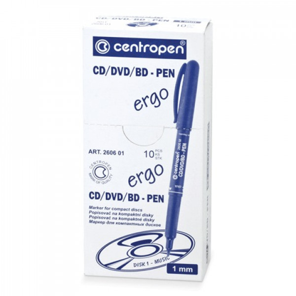 Маркер перманентный для CD и DVD Centropen CD-PEN, ширина линии 1 мм, черный, 4606/1Ч