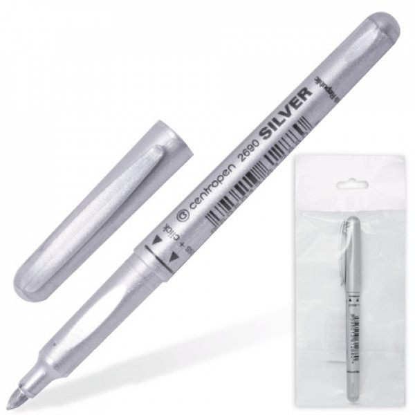 Маркер перманентный 1 8мм кругл Centropen 2690/1СЕР серебряный
