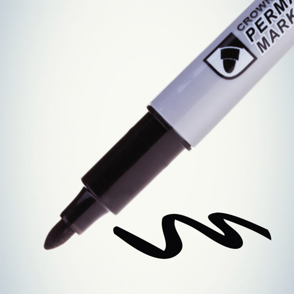 Маркер перманентный (нестираемый) CROWN "Multi Marker Slim", ЧЕРНЫЙ, круглый наконечник, 2 мм, P-505