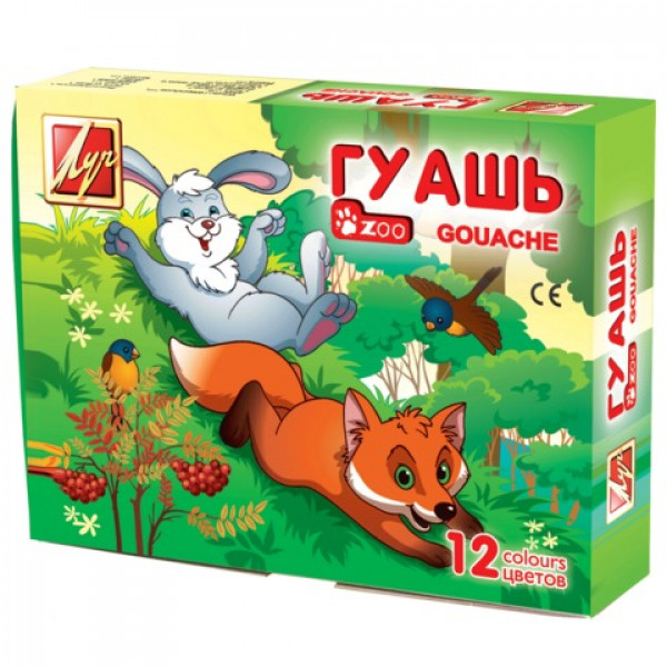 Гуашь 12цв 15мл Луч ZOO карт/уп б/к 19С 1252-08