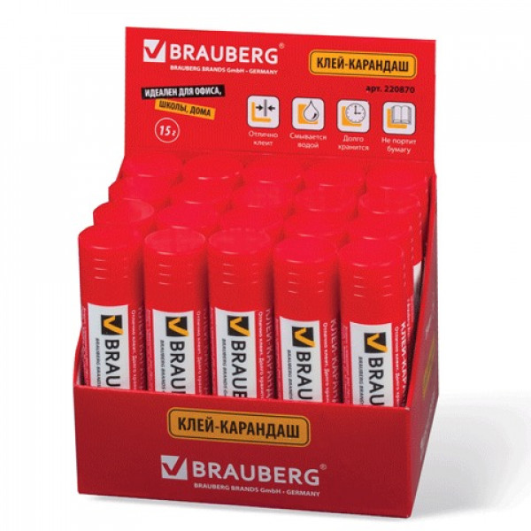 Клей-карандаш 15гр BRAUBERG 220870