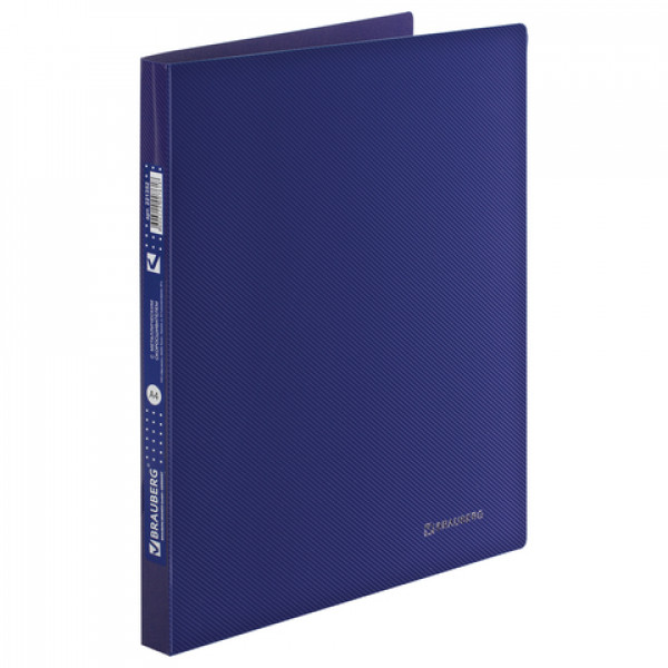 Папка с метал.пруж.скоросш.+карман BRAUBERG диагональ, темно-синяя, до 100 листов, 0,6 мм, 221352