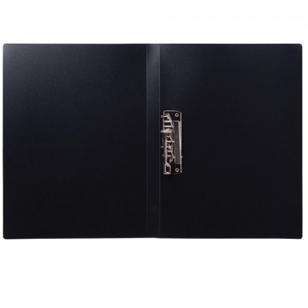 Папка с боковым металлическим прижимом BRAUBERG стандарт, черная, до 100 листов, 0,6 мм, 221630