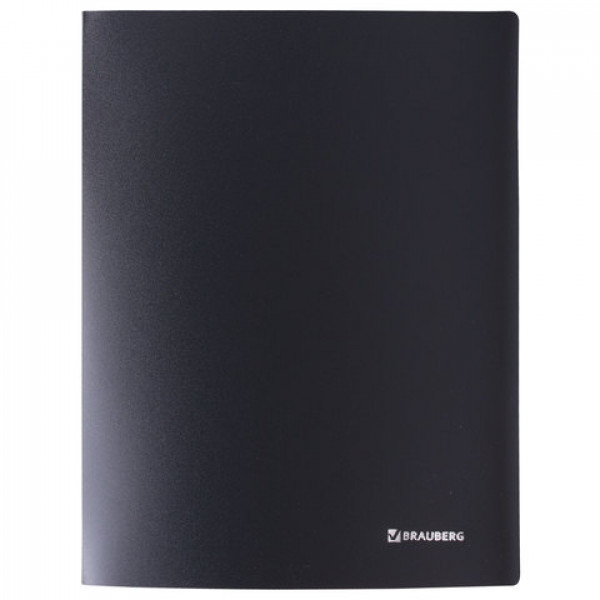 Папка с боковым металлическим прижимом BRAUBERG стандарт, черная, до 100 листов, 0,6 мм, 221630