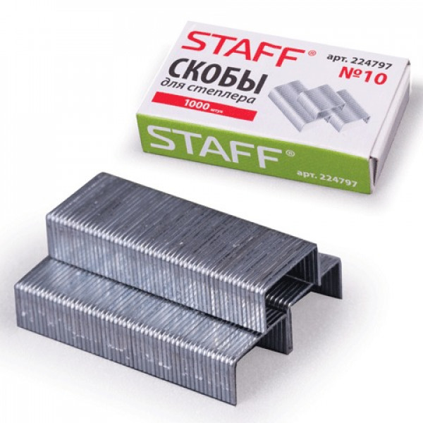 Скобы для степлера для степлера STAFF, №10, 1000 шт., Россия, 224797