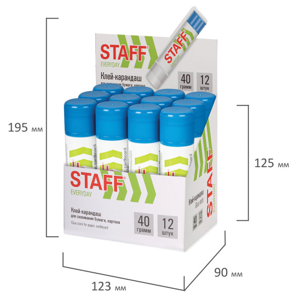 Клей-карандаш PVA 40гр STAFF EVERYDAY 228665