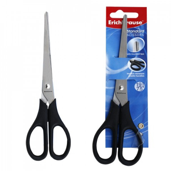 Ножницы офисные 190мм ERICH KRAUSE EasyCut /Standard 21881 черные