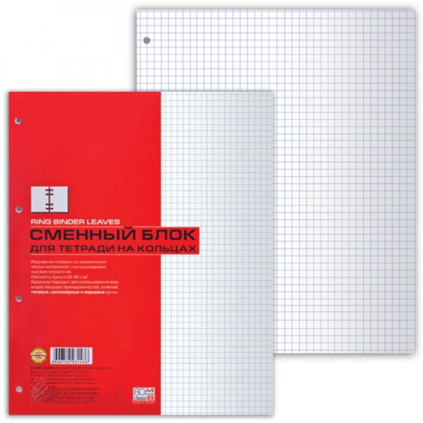 Сменный блок к тетради на кольцах А4 80л HATBER 80СБ4В1_02449 Белый T31438