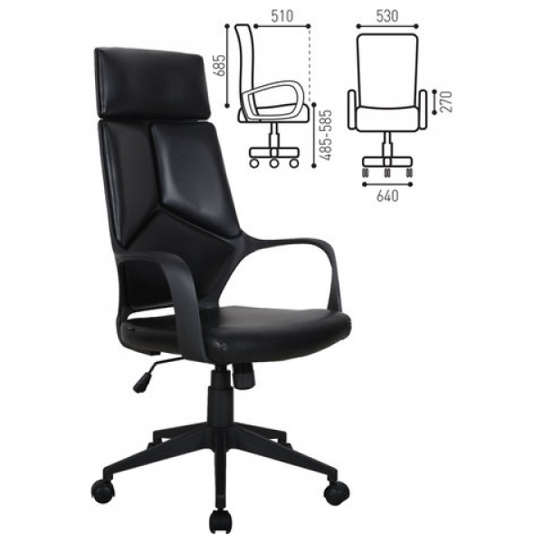 Кресло офисное BRABIX Prime EX-515, экокожа, черное, 531569