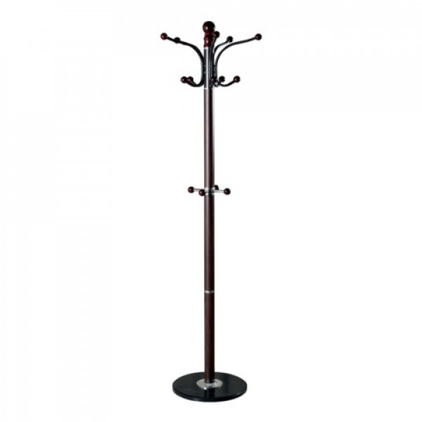 Вешалка-стойка BRABIX CR-274, металл/мрамор, 1,8 м, на диске диаметром 38 см, 5 крючков+4 дополнительных, венге, 601744